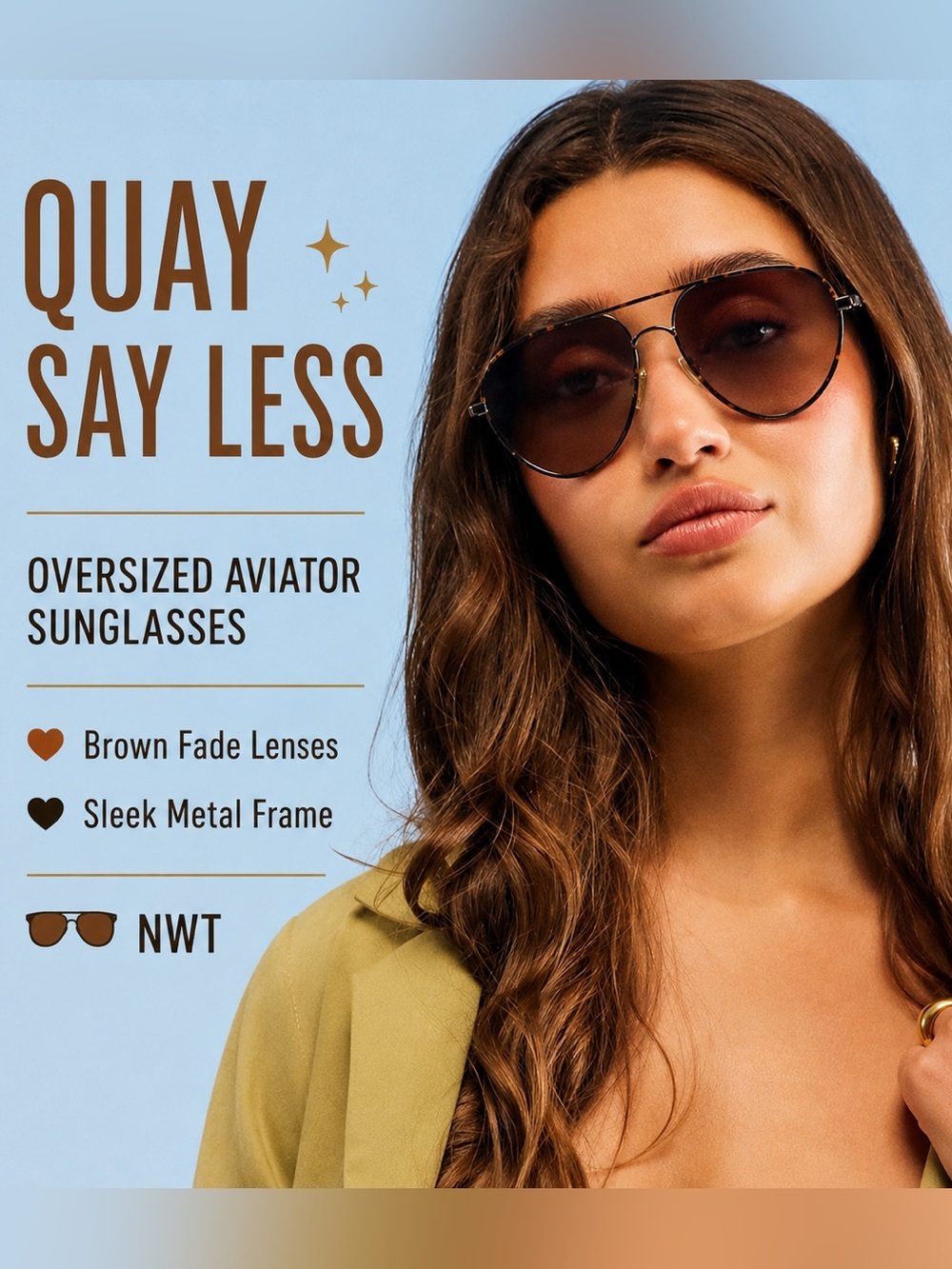 Quay Australia Say Less Sunglasses – Brown Tortoise/Brown Fade NWT